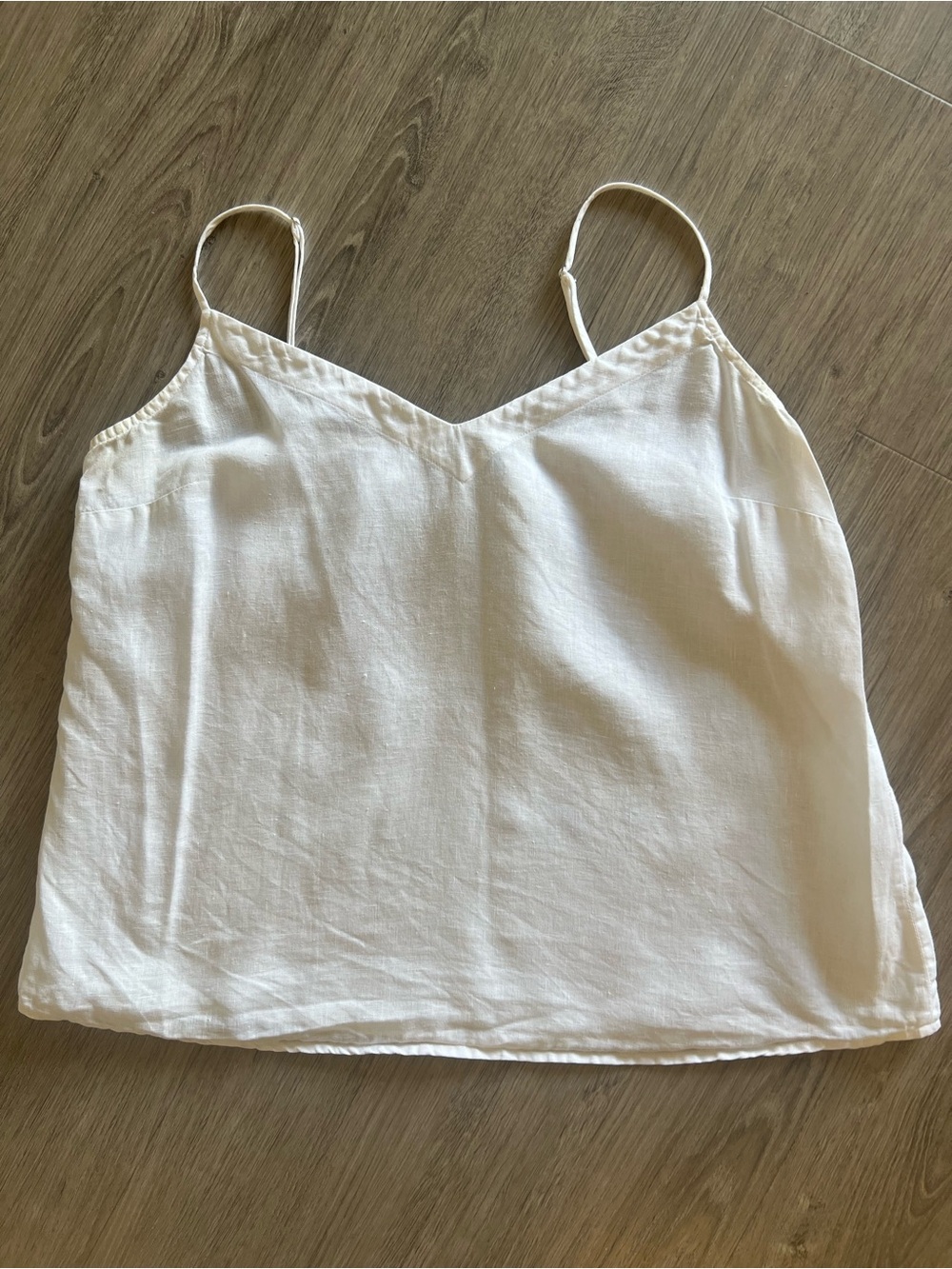 French Connection Cream V-Neck Linen Blend Spaghetti Strap Cami